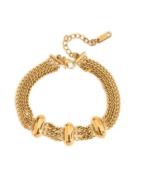 18K Gold Plated Multi Layer Cuban link Bracelet